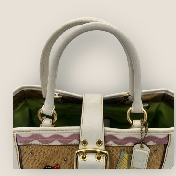 Coach Limited Edition Ladybug Leafy Crystal Woven Leather Shoulder Bag - Picture 7 of 15